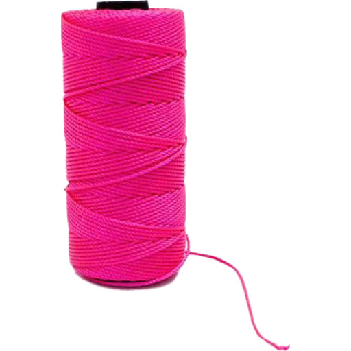 Mursnor 6/8 3-slået i pink nylon 100g 1,2mmx120m. Brudstyrke 50kg