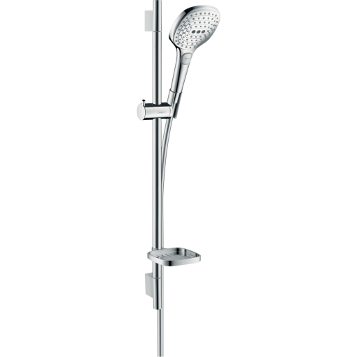 hansgrohe Raindance Select E Brusersæt 120 3jet EcoSmart 9 l/min med bruserstang 65 cm og sæbeskål