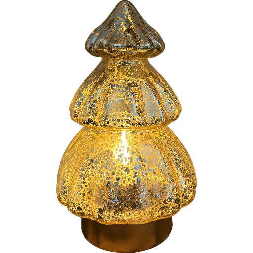 Glas Juletræ - Golden, Varm hvid led lys, med timer, IP20