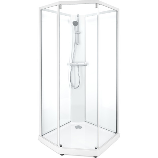 Contura Shower Showerama brusekabine-pakke, 90x90 cm, hvid profil, klart/frostet glas