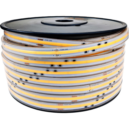 Led Strip 230v Cob 50m 12w 3000k Ra90 1140lm Ip66 166 5mm Kl Dim Fra All Light