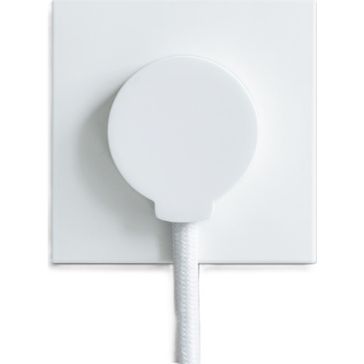 NORM flad design stikprop, schuko, m. jord, vinkel, rund, mat overflade, mat hvid