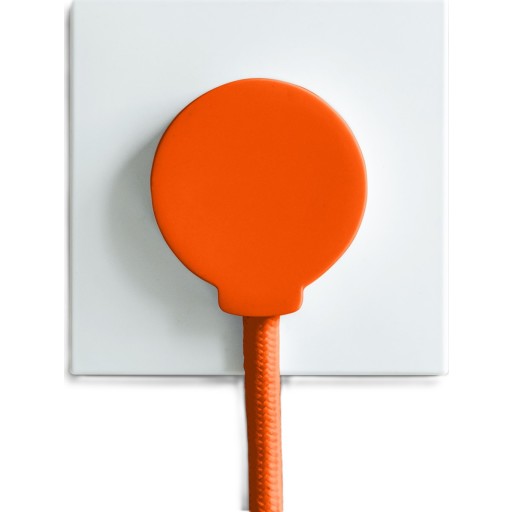 NORM Flad design stikprop, schuko med jord, rund, flad - Mat orange