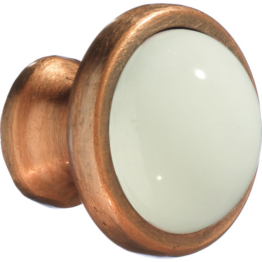 Beslagsboden knop, kobber/hvid