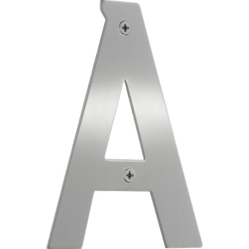 Beslagsboden husbogstav A, børstet stål