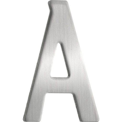 Beslagsboden rustfri postkassebogstav, A, børstet stål