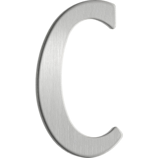 Beslagsboden rustfri postkassebogstav, C, børstet stål