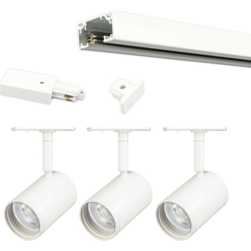 Scan Products Mita strømskinne med skinnespots, tilslutning & endestykke, hvid