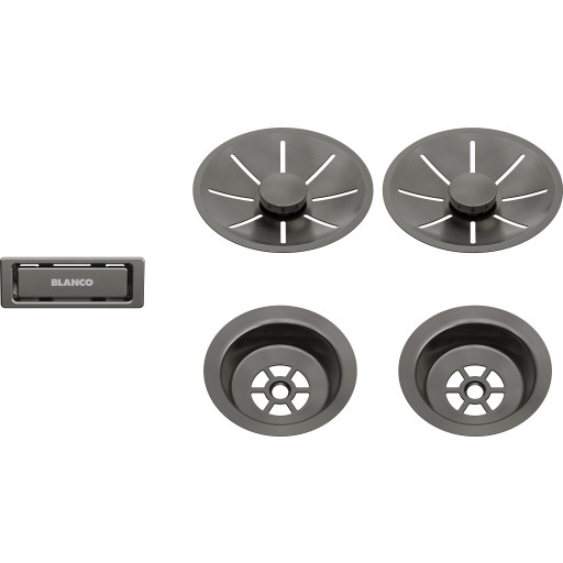 Blanco InFino kurveventilsæt, manuel, Ø82 mm, sort krom, 2 stk.