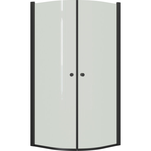 Dansani Match buet brusedør, model E+E, 72x72 cm, klart glas, sort profil