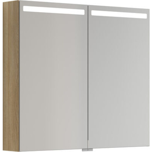 Dansani Mido+ Top spejlskab med lys, 80x70 cm, eg