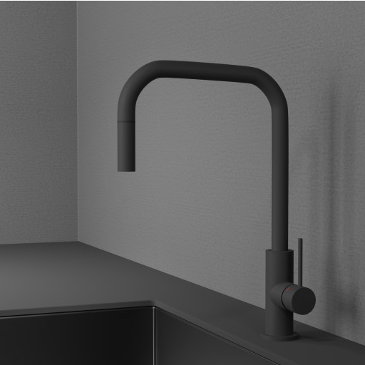 Scandtap Accent Square k&ouml;ksblandare, utdragbar pip, matt antracit