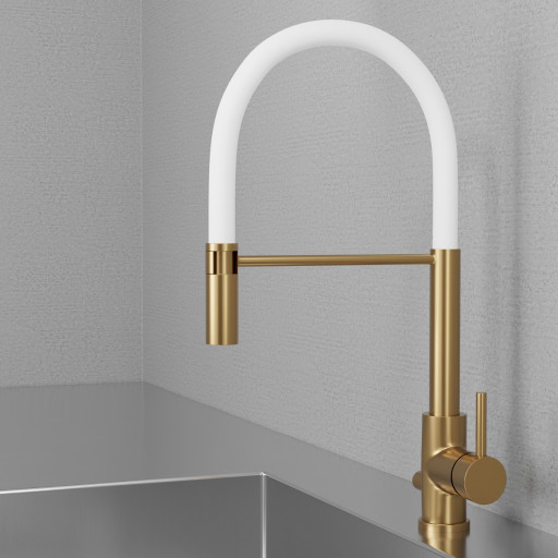 Scandtap Pro D köksblandare, utdragbar pip, borstad mässing