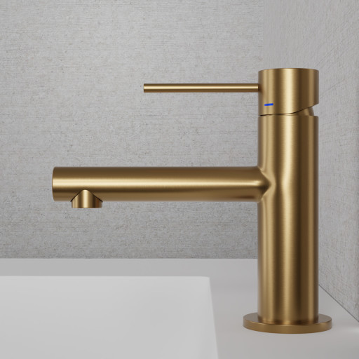 Scandtap Vertex håndvaskarmatur, børstet messing billede