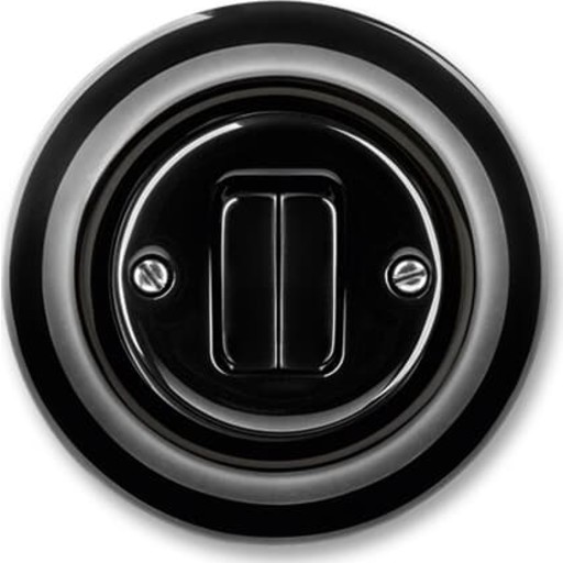 Dobbelt korrespondanceafbryder, Glans sort, 10A 250V, Decento