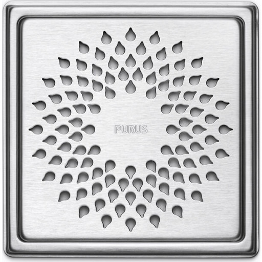 Purus Drop afløbsrist, rist og ramme, 154x154 mm, rustfrit stål