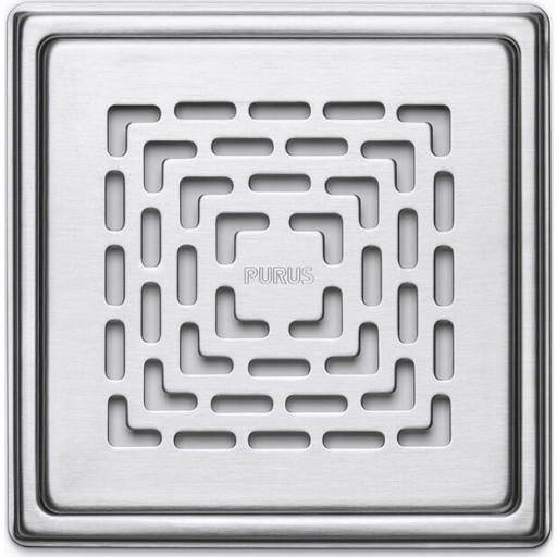 Purus Classic afløbsrist, rist og ramme, 154x154 mm, rustfrit stål