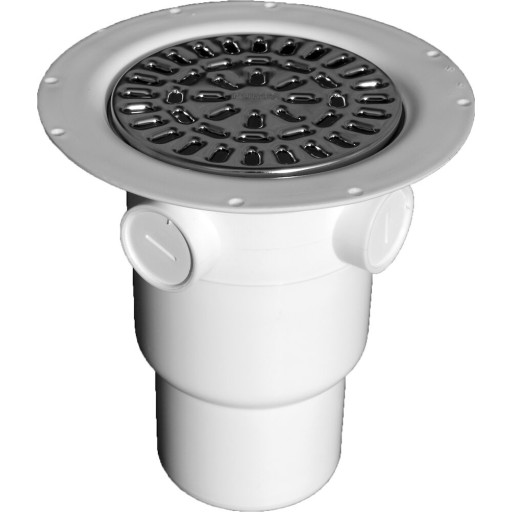 Purus Loke afløbsskål Ø75 mm lodret afløb, vandlås, 32 mm studs, 3x1.1/4´´ studse samt rustfri rist