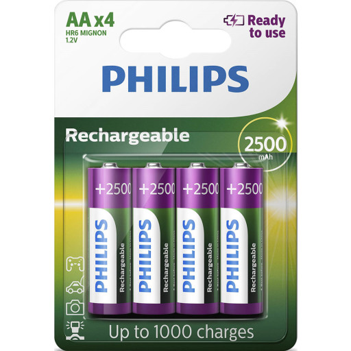 PHILIPS Genopladeligt batteri, NiMH, AA LR6, 4 stk.