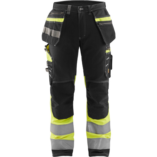 Blåkläder Workwear 1794 håndværkerbukser med 2-vejs stretch, hi-vis gul/sort, str. C144 billede
