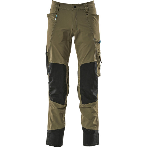 MascotAdvanced Arbejdsbukser, Knælommer, Stretch, Lav vægt,17179-311-33 mosgrøn - 76C49 - Bukser - Baglomme - DISCOUNT