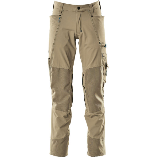 MascotAdvanced Arbejdsbukser, Knælommer, Stretch, Lav vægt, lys kaki 17179-311-55 - 90C56 - Bukser - Baglomme - DISCOUNT