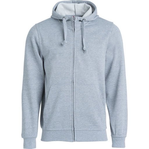 Basic sweat hættetrøje med lynlås, Grå melange - 021034