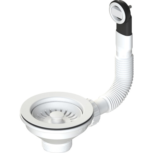 Skanitek afløbssæt med rundt overløb, hvid billede