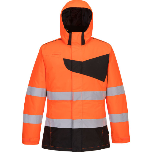Portwest PW2 vinterjakke, hi-vis orange/sort, str. 4XL