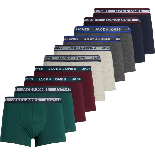 Jack & Jones Solid boxershorts 10-pak, mørkegrøn, str. S