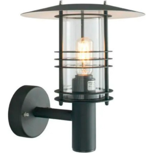 Norlys Stockholm vegglampe, LED max 9W, klart glass, sort