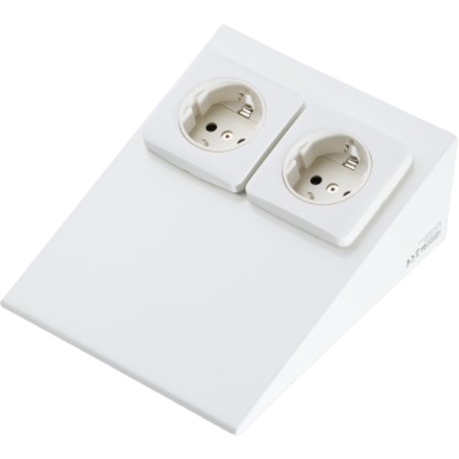 Loevschall dobbelt stikkontakt, hvid ståltrekant