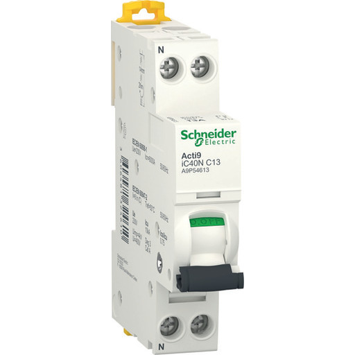 Schneider Acti9 Automatsikring C 1p+n 13a, Hvid - Schneider Electric