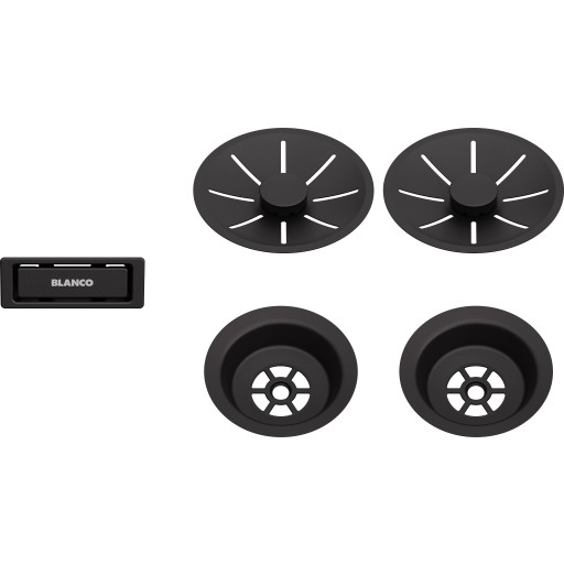 Blanco InFino kurveventilsæt, manuel, Ø82 mm, mat sort, 2 stk.