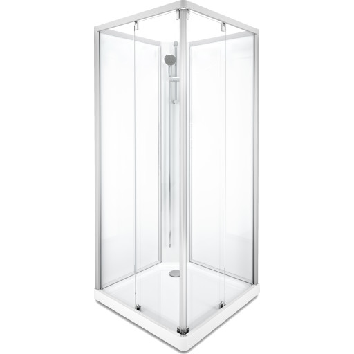 Showerama Classic brusekabine, 90x90 cm, aluminium profil, klart glas