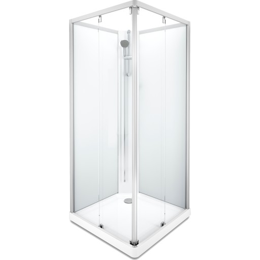 Showerama Classic brusekabine, 90x90 cm, aluminium profil, klart/frostet glas