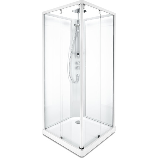 Showerama Comfort brusekabine, 90x90 cm, hvid profil, klart glas
