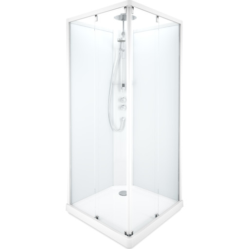 Showerama Comfort brusekabine, 90x90 cm, hvid profil, klart/frostet glas