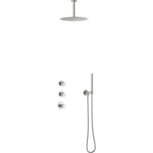 Damixa Iris XS2 brusesæt, vandbesparende, børstet stål