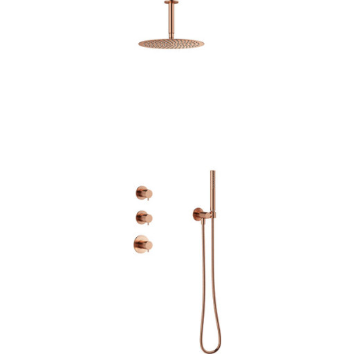 Damixa Iris XS2 brusesæt, vandbesparende, børstet kobber