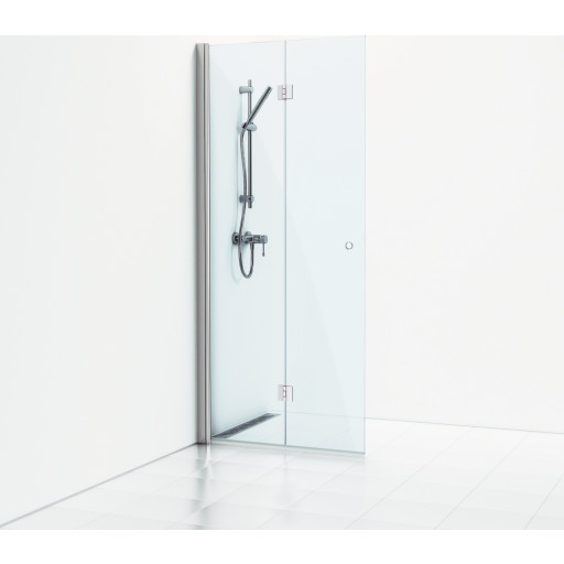 Svedbergs Skoga brusedør, 67 cm, klart glas, blank aluminium profil