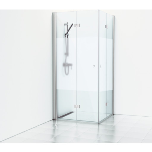 Svedbergs Skoga brusehjørne, 99x99 cm, halvfrostet glas, mat aluminium profil