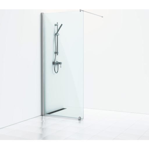 Svedbergs Skoga brusevæg, 80 cm, klart glas, blank aluminium profil