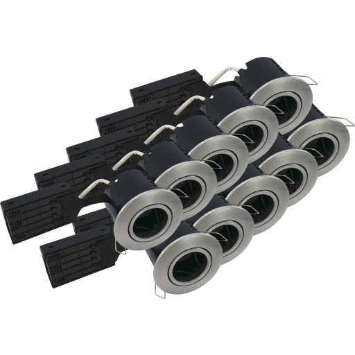 Scan Products Luna Quick Install indbygningsspot, GU10, 10 stk, børstet aluminium