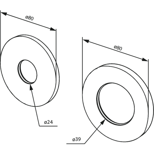 Damixa Iris rosetter, Ø80 mm, 2 stk, krom