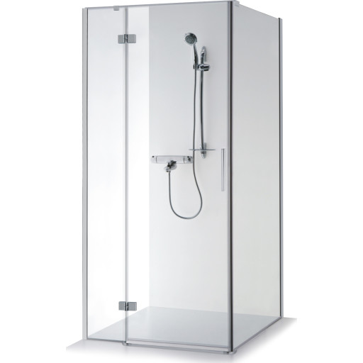 Brasta Nina Plus brusehjørne, 87,9x87,9 cm, venstre, klart glas, krom profil