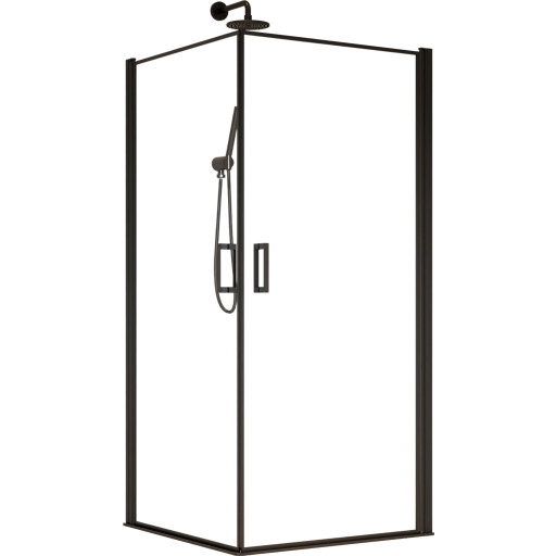 Brasta Victorija Frame brusehjørne, 87,7x87,7 cm, klart glas, sort profil