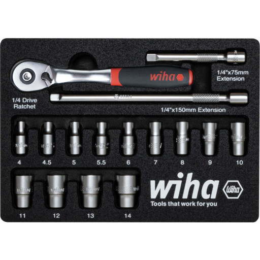 "Wiha 1/4"" topnøglesæt - 16dele"