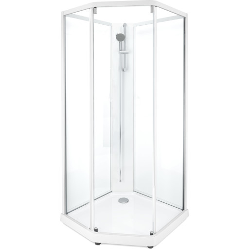 Showerama Classic brusekabine, 80x90 cm, hvid profil, klart glas