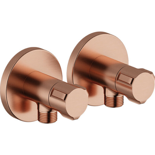 Damixa stopventil, 1/2 x 3/8" nippel, 2 stk., børstet kobber